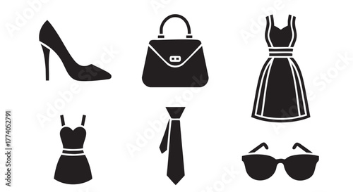 Fashionable attire composition elegant dress and high heeled shoe concept