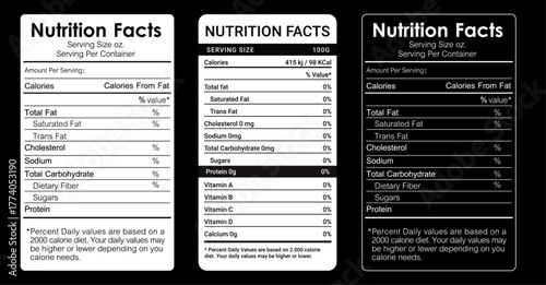 Supplement facts and vitamin facts template, nutrition facts template, nutrition facts, nutrition fact template, nutrition label, vitamin facts. Editable nutrition facts design for food and health