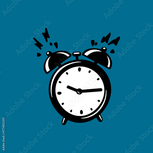 logo black alarm clock on morning