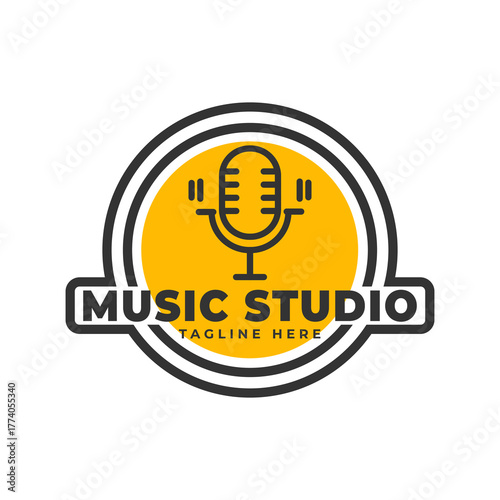 Musical instruments, various simple musical instruments logo designs for jazz, pop, etc music logo designs