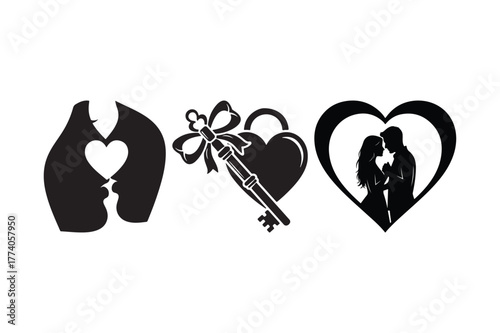 Romantic symbols of love marriage and commitment