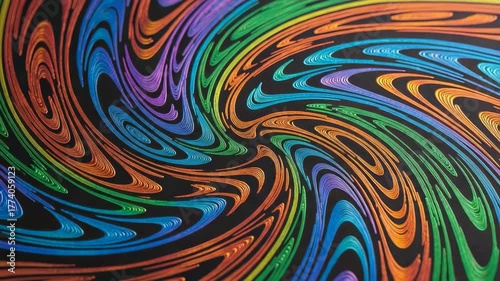 Dynamic rainbow oil slick psychedelic warp background moving lines pattern footage clip