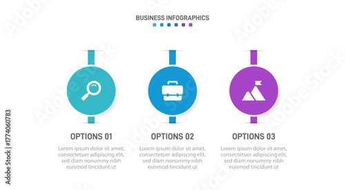 Progress bar featuring 3 arrow-shaped elements, symbolizing the three stages of business strategy and progression. Clean timeline infographic design template. Vector for mobile presentation.