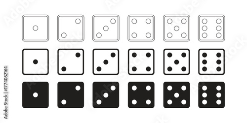 Game dice icons set isolated vector illustration.