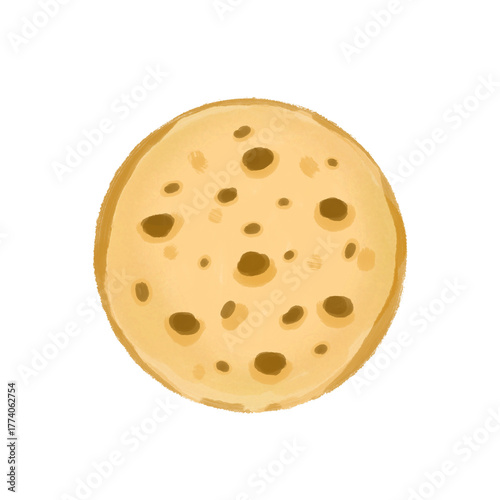 Digital Illustration of a Single Soft Cookie for Bakery, Dessert, and Snack Menus