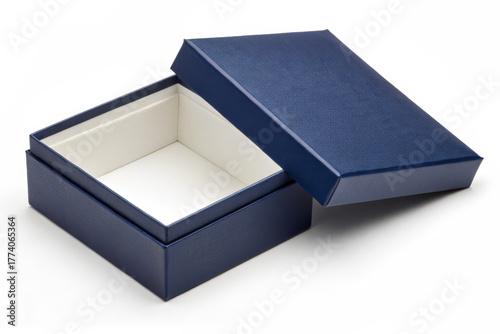 Elegant Navy Blue Gift Box with Separate Lid Isolated on White