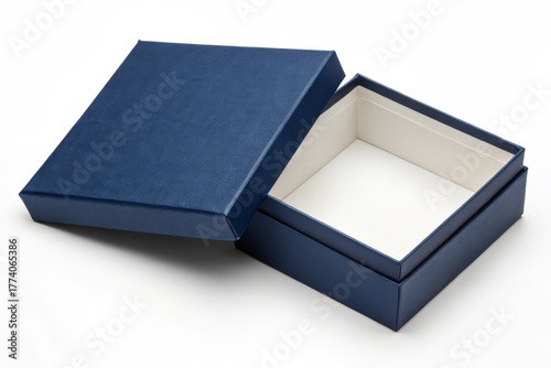 Elegant Navy Blue Gift Box with Separate Lid Isolated on White