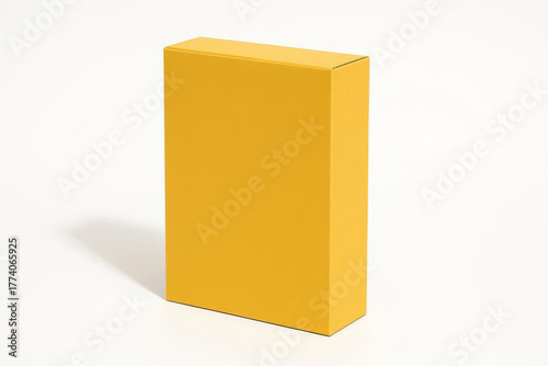 Plain Yellow Empty Cereal Box Packaging Mockup Isolated