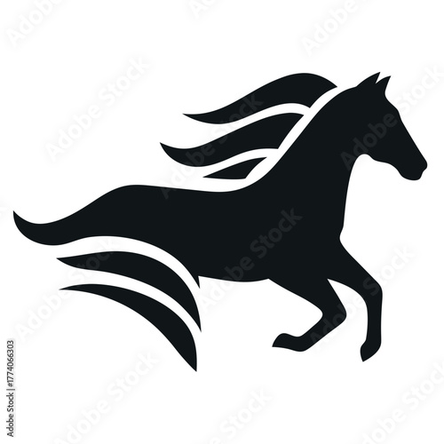 Horse Silhouette Transforming into Wind Trails | Freedom and Motion Vector Art