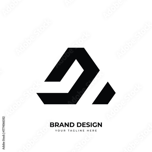 Letter Da or Ad triangle unique monogram logo