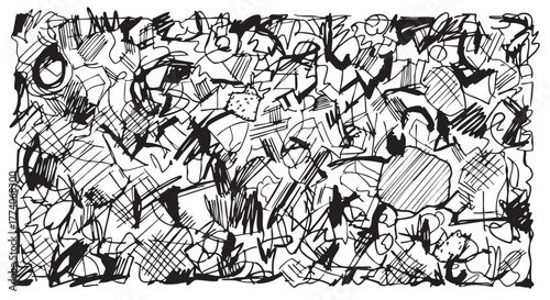 Abstract Black and White Scribble Art Pattern Background for Modern Design