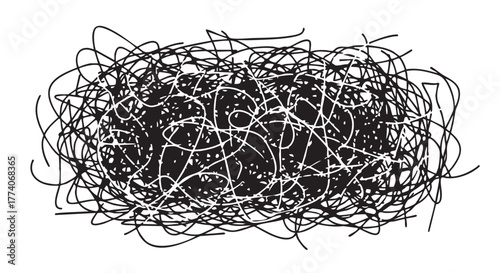 Abstract Chaos Black and White Scribble Illustration Design Element Graphic Resource