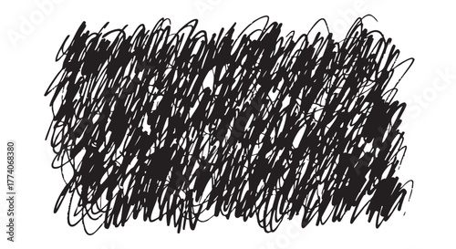 Abstract chaotic scribbles pattern in black and white background art design