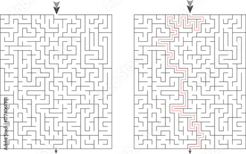 Mazes with Solution For Kids and adult Activity and relaxing for brain game