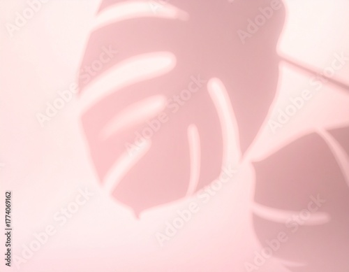 Minimal Pink Background with Leaf Shadows and Soft Light