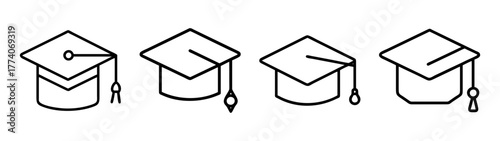 Graduation caps vector illustration for education success and academic achievement design element