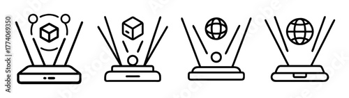 Illustration of abstract awards trophies with geometric shapes for recognition and success concept