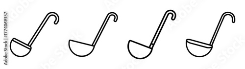 Stock illustration of soup ladle collection kitchen utensil cooking tool vector outline drawing design