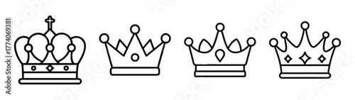Royalty crown vector design elements set for graphic design and illustration projects image