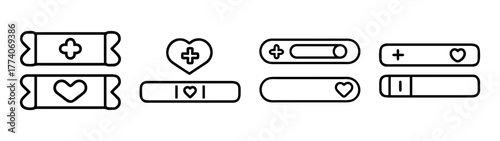 Band aid vector set, medical bandage illustration, wound care, first aid kit, health and safety icon