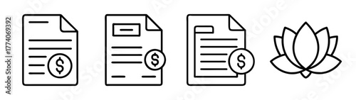 Download business finance documents icon vector illustration with lotus flower design element