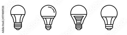 Led light bulbs vector illustration set for energy saving lighting and home decor ideas design concept