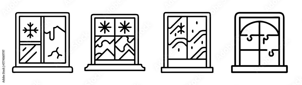 Fototapeta premium Window designs vector illustration set of four different window styles for architecture use