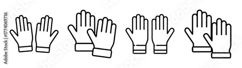 Outline gloves vector illustration hand protection winter wear accessory fashion apparel design element