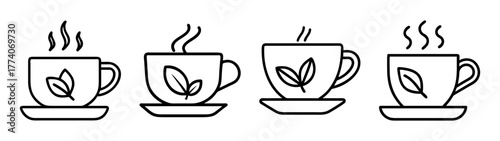 Four cups of herbal tea illustration vector graphic design for tea lovers and healthy lifestyle art