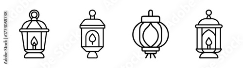 Collection of decorative ramadan lanterns vector illustration oriental arabic lamps drawing set design