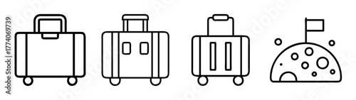 Travel the world with luggage and explore the moon with flag, a journey of a lifetime trip dream