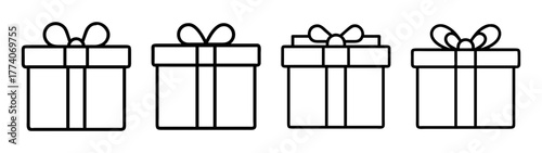 Vector outline gift boxes illustration for christmas birthday party present design and decoration ideas