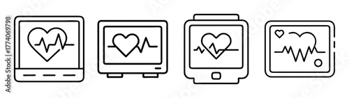 Heart rate monitor fitness tracker smartwatch health app vector illustration design concept art