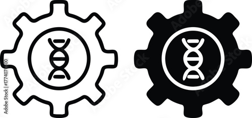 Genetic Engineering Icon – DNA Gear Symbol for Biotechnology and Innovation or Vector Silhouette..eps