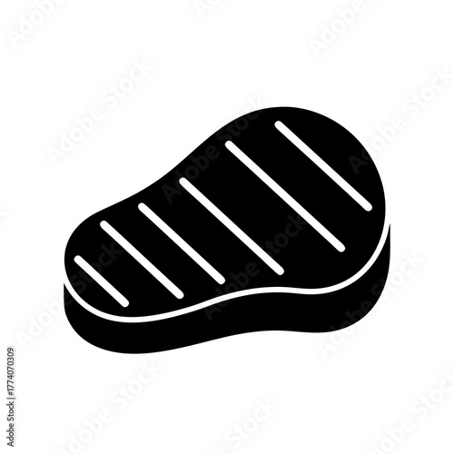 grilled steak vector icon for bbq and restaurant menus