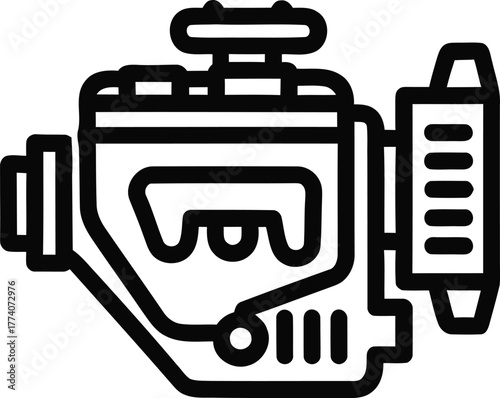 Engine Outline Icon Automotive Technology and Mechanical Engineering Concepts