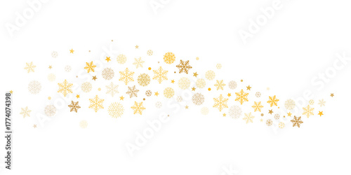 Snow curve vector background, Christmas flying snowflakes glitter, magic sparkles confetti wave border.