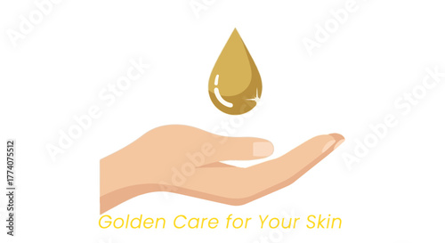 Golden Oil Nourishment — Minimalist Flat Hand Icon for Skin Renewal 