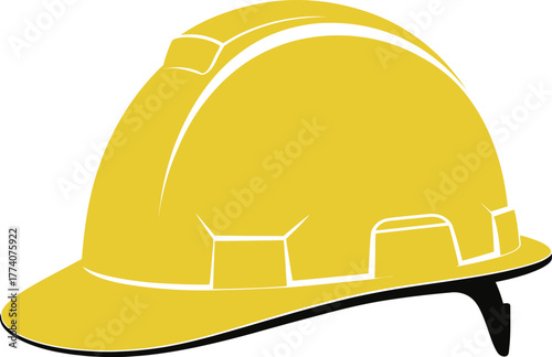 Yellow Safety Hard Hat Icon for Construction Worker - Vector Illustration