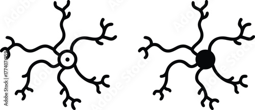 Neuron Cell Icon Vector – Neural Network Biology Illustration and Vector Silhouette..eps