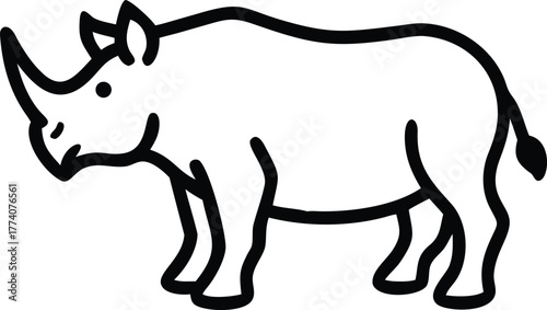 A line art illustration of a rhinoceros, perfect for design and educational projects