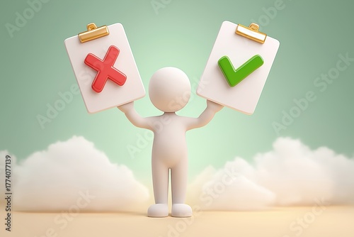 Figure Making a Choice Between Yes and No Options