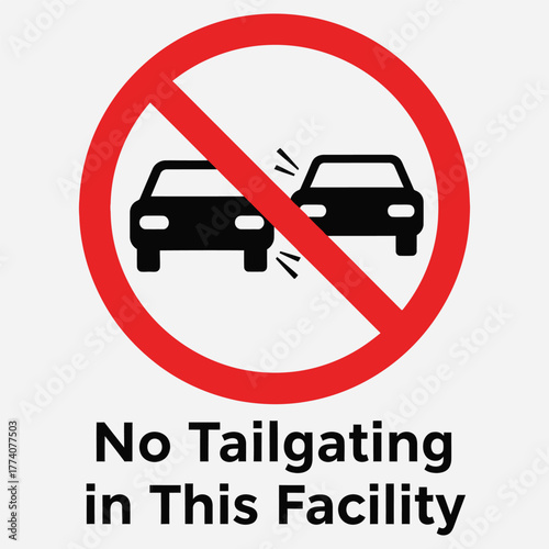 Vector illustration of a No Tailgating sign for facilities, a symbol for road safety and preventing accidents