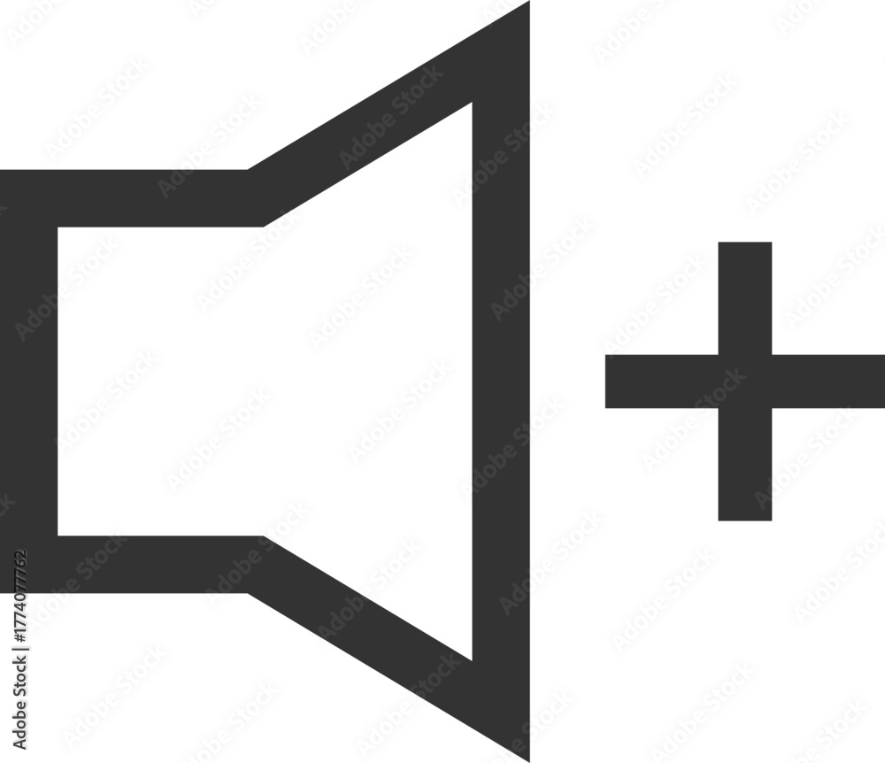 Fototapeta premium Volume up speaker icon with plus sign