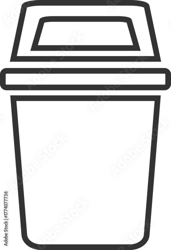 Public trash can icon with wide lid design
