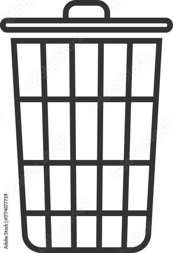 Wire mesh trash bin icon in outline