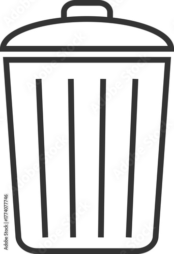 Metal trash bin with closed rounded lid