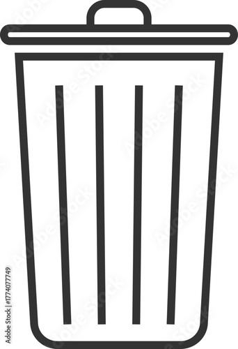 Trash bin icon with closed lid and handle