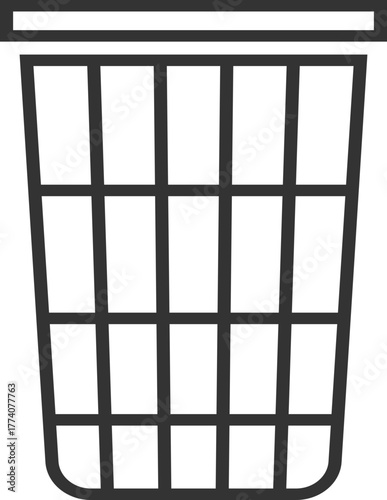 Wireframe trash bin icon with open top