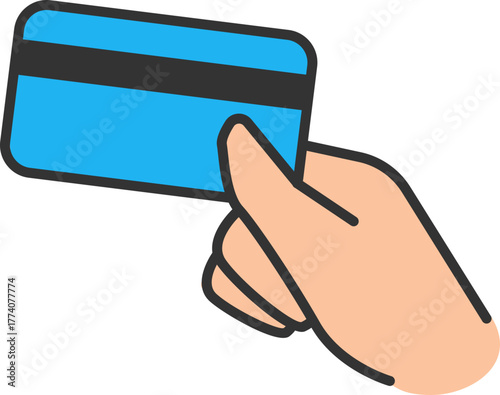 Colored credit card in hand payment icon